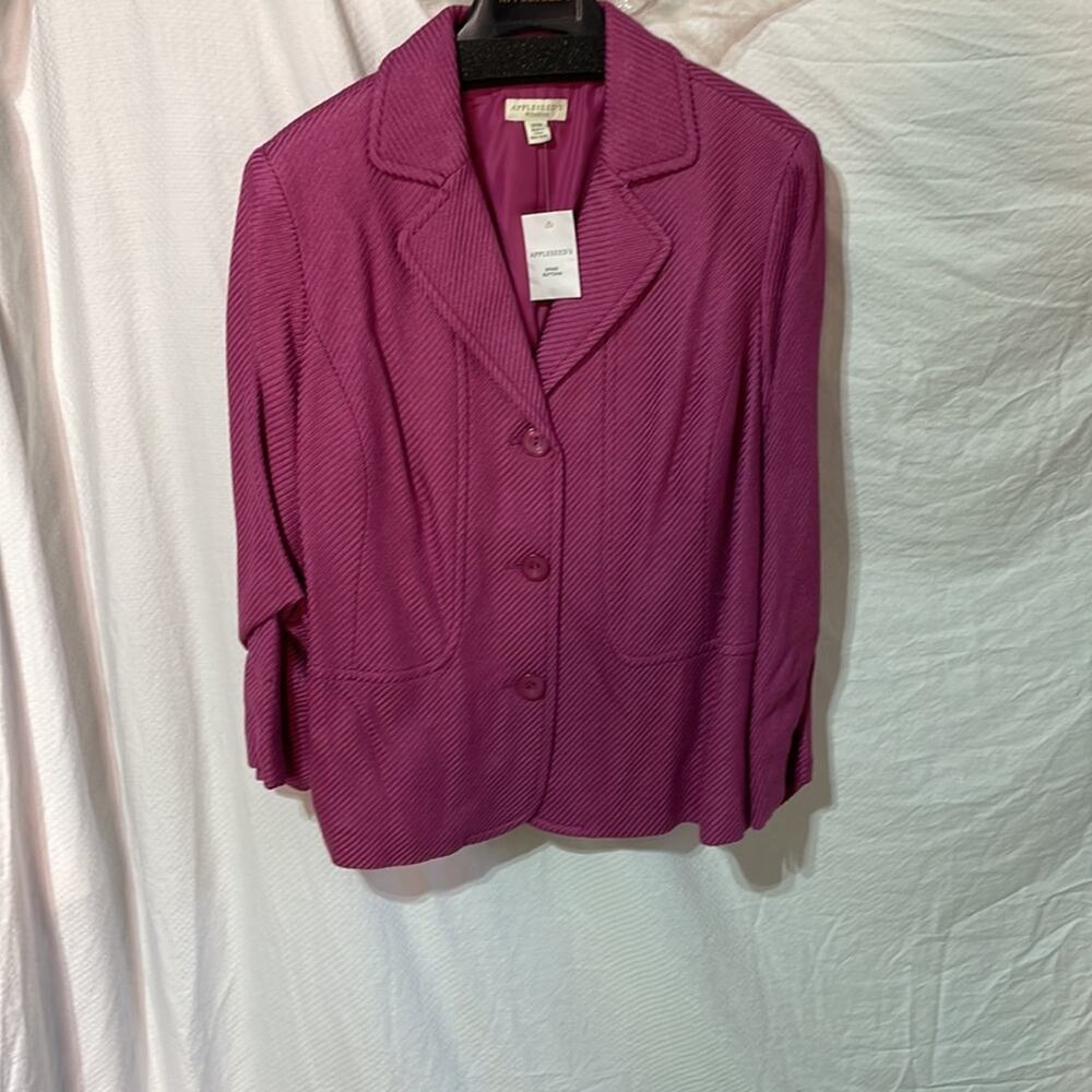 Applesead woman 20w raspberry wool viscose blend 3 button jacket nwt unworn